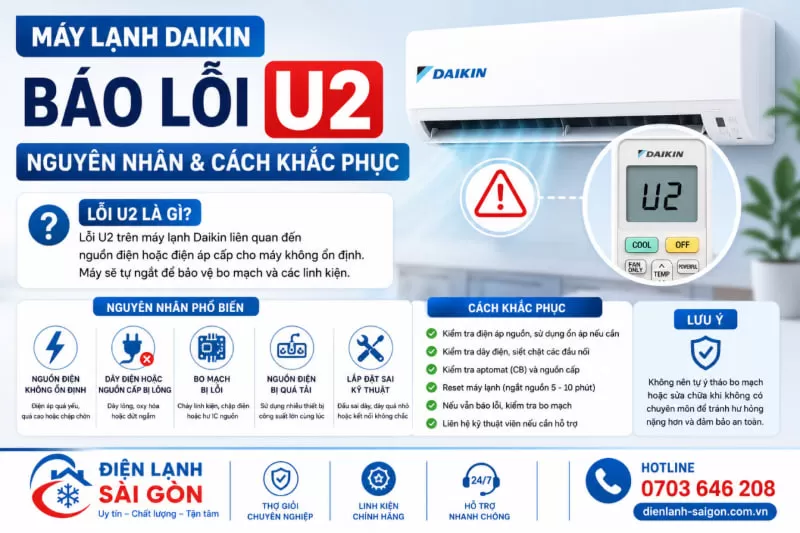 máy lạnh daikin mã lỗi u2