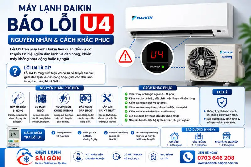 máy lạnh daikin mã lỗi u4