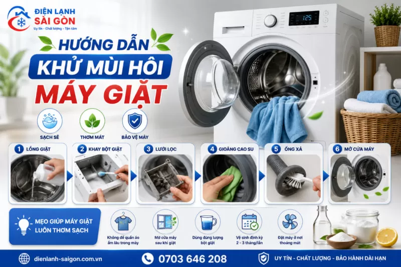 Hướng dẫn khử mùi hôi máy giặt