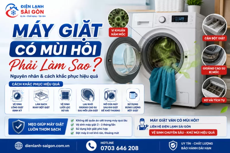nguyên nhân máy giặt có mùi hôi