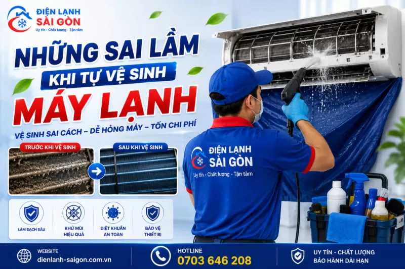 những sai lầm vệ sinh máy lạnh
