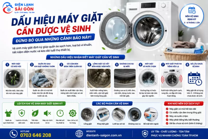 dấu hiệu nhận biết máy giặt cần vệ sinh